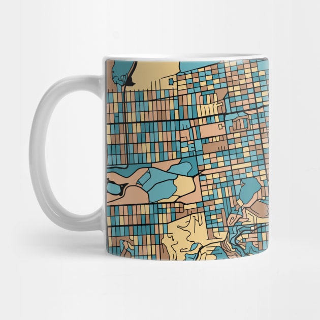 San Francisco Map Pattern in Mid Century Pastel by PatternMaps